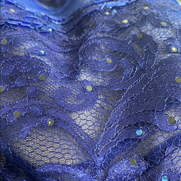 Blue Halter Prom Gown dress size 4 MISSING MANY GEMS - Picture 12 of 14